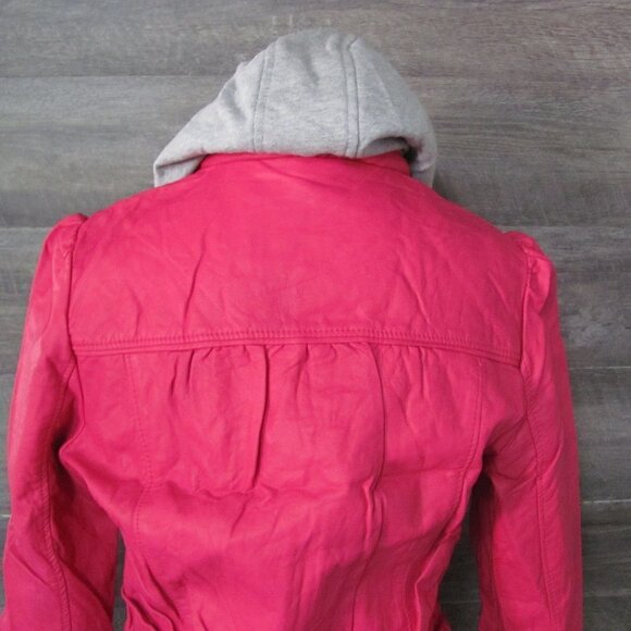 PALOMARES LADIES MAGENTA VEGAN LEATHER BOMBER JACKET - Picture 7 of 15